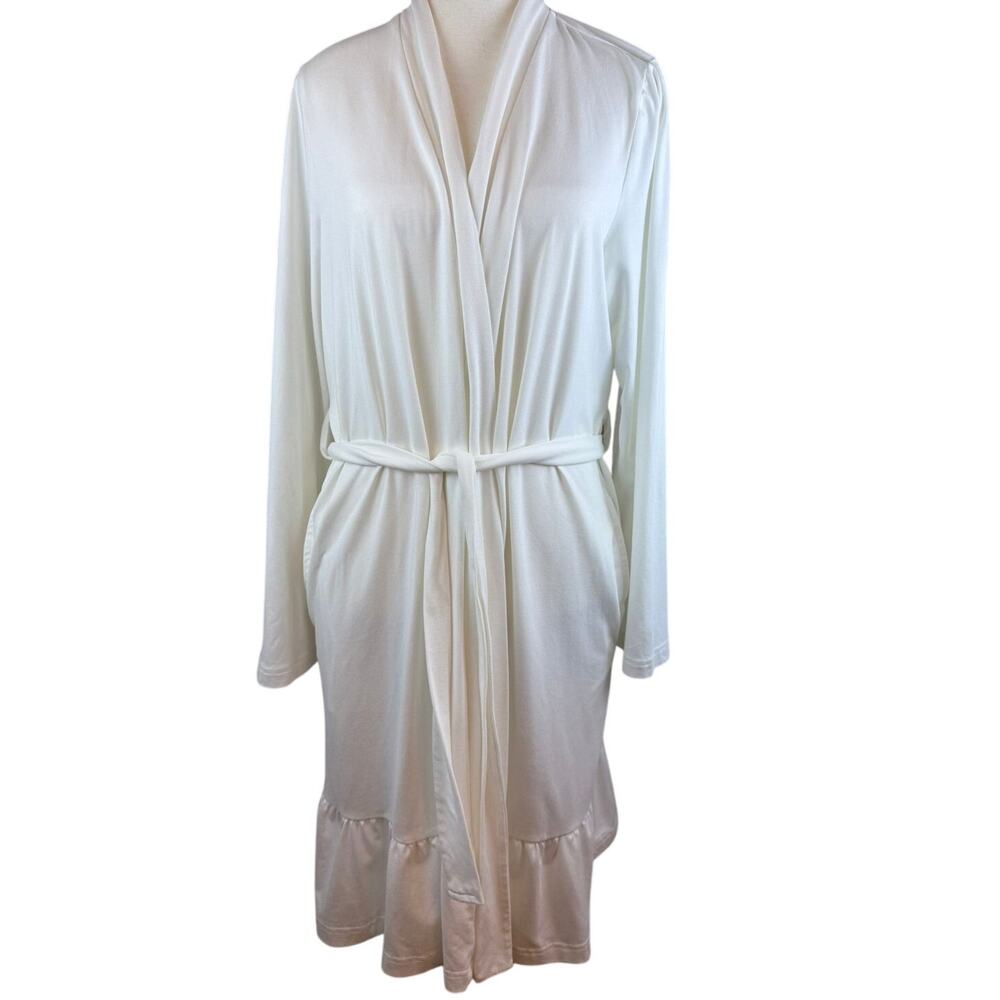 Berkshire Home Women's White Robe Soft Ruffles Bride Small Hotel Chic Cozy